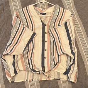 Pink, white & blue stripped shirt with buttons. Worn once. Size XL
